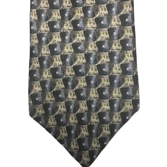 Baracuta Silk Tie Mens‎ Patterned Dark All Silk Egyptian Motif Vintage Preppy - Picture 3 of 7